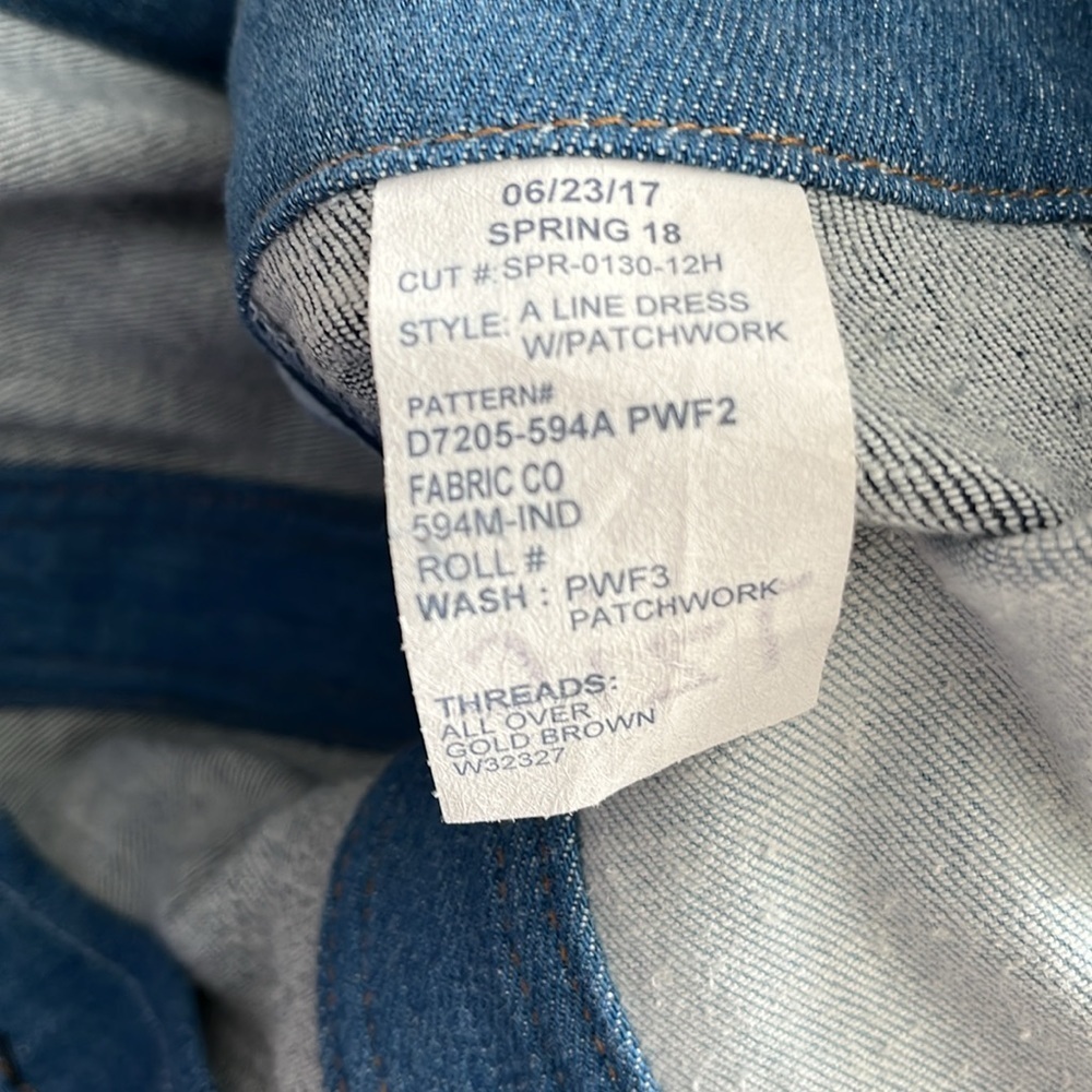 7 For All Mankind Patchwork A Line Button Front Mini Dress In Patchwork Found - Picture 9 of 9
